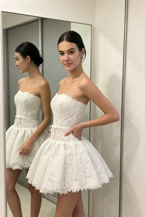 Elegant White Sweetheart Sleeveless A-line Lace Homecoming Dresses For Party Online, HD1108