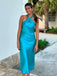 Soft Halter Sleeveless Mermaid Satin Evening Prom Dresses Online, OLP1016