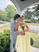 Elegant Yellow Chiffon Pleated Sweetheart Evening Dress Long Formal Gown,OLP2048