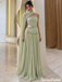 Modern Sage Green Rhinestone Prom Dress Strapless Cape Formal Party Gown,OLP2459