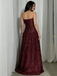 Elegant Red Sweetheart A-Line Long Prom Dress Ideas, Evening Party Dresses, OLP1556