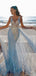Sparkly Blue V-Neck Mermaid Long Prom Dress Ideas, Evening Party Dresses, OLP1614