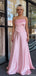 Fancy Pink Corset A-Line Satin Prom Dress with Beaded Bodice,OLP1757