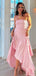 Pink Strapless High Low Prom Dress Unique Ruffle Chiffon Party Formal Dresses,OLP1720
