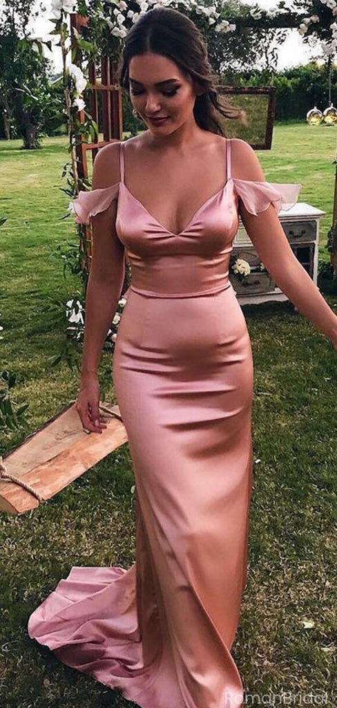 Elegant Pink Spaghetti Strap Mermaid Long Prom Dress Ideas, Evening Party Dresses, OLP1439