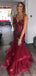 Popular Red Spaghetti Strap Mermaid Long Prom Dress Ideas, Evening Party Dresses, OLP1629