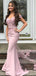 Elegant Pink Off-Shoulder Sleeveless Mermaid Long Prom Dress Ideas, Evening Party Dresses ,OLP1197