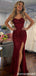 Sexy Burgundy Sequin Prom Dress Corset Bodice High Slit Glitter Mermaid Gown,OLP1863