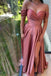 Elegant Pink Off-Shoulder A-Line Long Prom Dress Ideas, Evening Party Dresses, OLP1641
