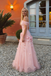 Pretty Blush Pink Tulle Ball Gown Off-Shoulder 3D Floral Appliques Prom Dress,OLP1968