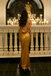 Stunning Gold Satin Cowl Neck Prom Gown Sleeveless Floor-Length Mermaid,OLP1996