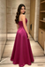 Fushia Magenta Strappy Pearl Strap Cowl Neck Sleeveless Long Prom Dress,OLP2217