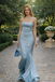 Modern Blue Satin Prom Gown Cowl Neck Open Back Mermaid Formal Dress,OLP1923