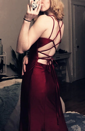 Sexy Red Spaghetti Strap Mermaid Long Prom Dress Ideas, Evening Party Dresses, OLP1412