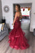Popular Red Spaghetti Strap Mermaid Long Prom Dress Ideas, Evening Party Dresses, OLP1629