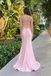 Fancy Pink Satin Prom Dress Sheer Corset Bodice Side Slit Ruched Mermaid Design,OLP2157