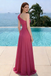 Classy Magenta One-Shoulder Prom Dress Pleated Chiffon Floor Length Gown,OLP2129