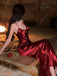 Classy Red Satin Strapless Prom Dress Sleek Backless Maxi Party Gown,OLP1812
