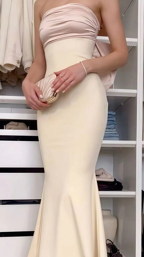 Elegant Champagne Sweetheart Mermaid Long Prom Dress Ideas, Evening Party Dresses, OLP1492