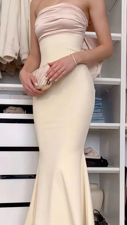 Elegant Champagne Sweetheart Mermaid Long Prom Dress Ideas, Evening Party Dresses, OLP1492