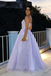 Fancy Lavender Sequin Prom Dress Strapless A-Line Glittery Tulle Evening Gown,OLP1878