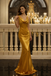 Stunning Gold Satin Cowl Neck Prom Gown Sleeveless Floor-Length Mermaid,OLP1996