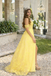 Beautiful Yellow Lace Prom Dress Butterfly Appliques Off-Shoulder,OLP2106