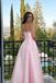 Classy Pink Satin Ballgown Prom Dress Crystal Embellishments Hidden Pockets,OLP2006