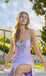 Modern Lavender Satin Prom Dress Beaded Sweetheart Neck Side Slit Ruched Formal Gown, OLP1702