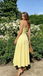 Pretty Yellow Cotton Prom Gown Strapless Sweetheart Neck Ruffle Bust Dress,OLP2117
