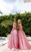 Classy Pink Satin Ball Gown Prom Dress Pearl Beaded Off Shoulder Party Gown,OLP2049
