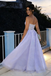 Fancy Lavender Sequin Prom Dress Strapless A-Line Glittery Tulle Evening Gown,OLP1878
