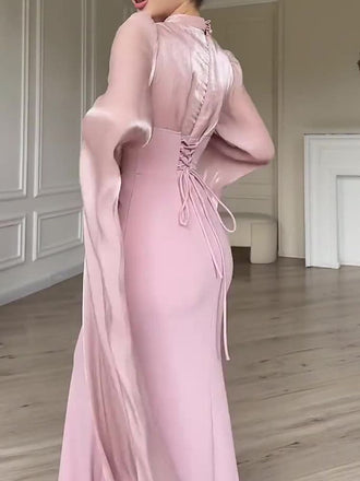 Elegant Pink Halter Mermaid Long Prom Dress Ideas, Evening Party Dresses, OLP1484