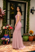 Fancy Mauve Pink Lace Mermaid Prom Dress Off Shoulder Illusion Hem,OLP1938