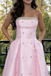 Classy Pink Satin Ballgown Prom Dress Crystal Embellishments Hidden Pockets,OLP2006