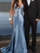 Fancy Glitzy Blue Prom Dress Deep V-Neck Sequined Mermaid Formal Gown,OLP1821