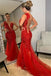 Unique Red Mermaid Lace Long Prom Dress Ideas, Evening Party Dresses, OLP1532