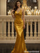 Stunning Gold Satin Cowl Neck Prom Gown Sleeveless Floor-Length Mermaid,OLP1996