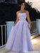 Fancy Lavender Sequin Prom Dress Strapless A-Line Glittery Tulle Evening Gown,OLP1878