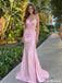Fancy Pink Satin Prom Dress Sheer Corset Bodice Side Slit Ruched Mermaid Design,OLP2157