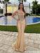 Unique Champagne Mermaid Prom Dress Sparkly Beaded Corset Straps Floor Length,OLP2176