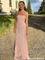 Beautiful Strapless Blush Pink Prom Dress Peplum Waist Leaf Embroidery Formal Maxi Gown,OLP2059