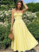 Pretty Yellow Cotton Prom Gown Strapless Sweetheart Neck Ruffle Bust Dress,OLP2117
