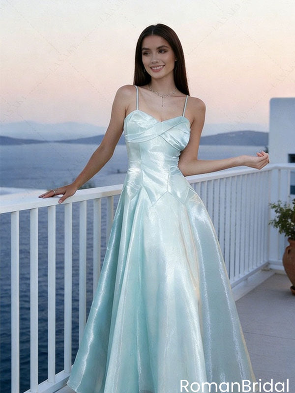 Beautiful Light Blue Shimmer Prom Dress Sweetheart A-Line Formal Gown,OLP2019