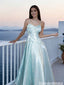 Beautiful Light Blue Shimmer Prom Dress Sweetheart A-Line Formal Gown,OLP2019
