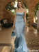 Modern Blue Satin Prom Gown Cowl Neck Open Back Mermaid Formal Dress,OLP1923