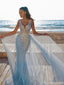 Sparkly Blue V-Neck Mermaid Long Prom Dress Ideas, Evening Party Dresses, OLP1614
