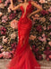 Unique Red Mermaid Lace Long Prom Dress Ideas, Evening Party Dresses, OLP1532