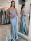 Fancy Glitzy Blue Prom Dress Deep V-Neck Sequined Mermaid Formal Gown,OLP1821