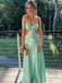 Unique Sage Green Strapless Satin A-Line Prom Dress with Bow Detail,OLP1782